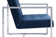 2-Seater Sofa with Armrests Blue Chrome and Velvet