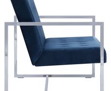 2-Seater Sofa with Armrests Blue Chrome and Velvet