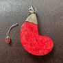 Sterling Silver 925 Red Wood & Gemstone Crescent Pendant - Broken Piece Included Image 2