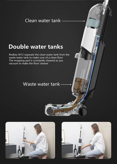 Cordless Wet Dry Vacuum Cleaner For Home All In One Smart Wireless Mop Floor Washer Handheld Household Self-Cleaning