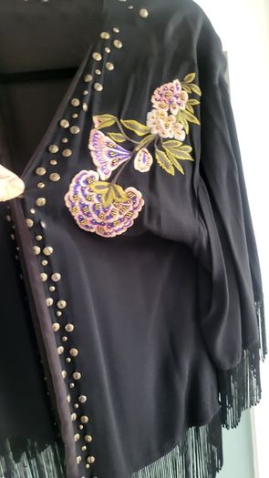 BIBA Black Fringed boho drape Sz 12 (Fit 10-16uk)