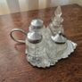 Vintage Glass Condiment Set with Tray Image 3