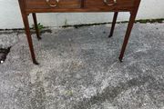 Maghoney wine leather desk with 2 drawers. Inlaid