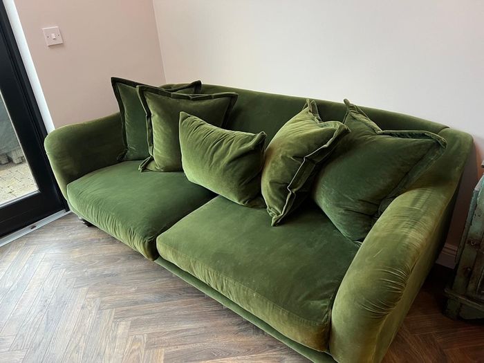 Green velvet sofa