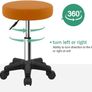 Round Rolling Stool with Wheels Height Adjustable Stool Spa Stool for Salon Massage Home Kitchen Brown Image 5