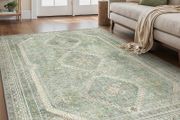 Living Room Rug Without Plush, Washable Kitchen Rug, Non-Slip Rug, Bedroom Hallway, Desk Chair Mat, Dining Room, Green, 120 x 170 cm