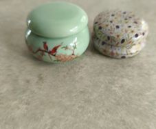 Mini Ceramic Sealed Jar and onther matel -  Powder Holder, Rouge or Pill Storage