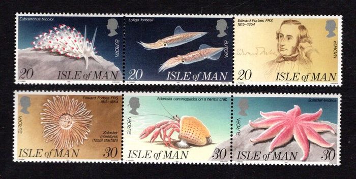 1994 Isle of Man Europa Discoveries of Edward Forbes (marine biologist) Commemorative Stamp Mint Never Hinged (MNH).
