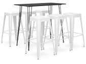 7 Piece Bar Set Black and White