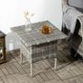 Rattan Side Table, Outdoor Coffee Table with Plastic Board Under the Full Woven Table Top for Patio, Garden, Balcony, Mixed Grey Image 8