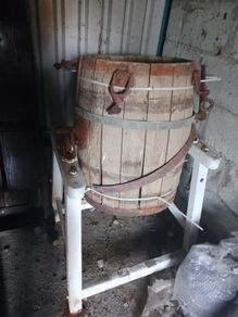 Antique Wooden Hand-Cranked Barrel Washing Machine