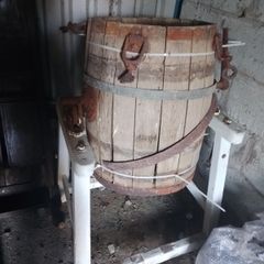 Antique Wooden Hand-Cranked Barrel Washing Machine