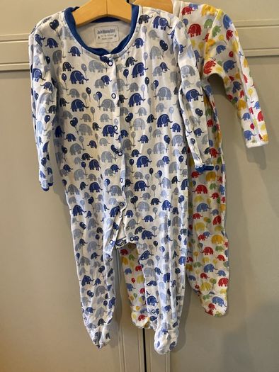 2 Jojo Maman Bebe Elephant print babygrows 12-18 months