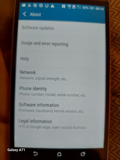 HTC One-M8, 1.8GB Ram, 16GB HDD, O2 network I think, working fine, Does show wear