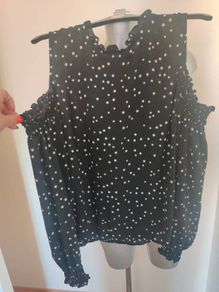 Atmosphere black cold shoulders blouse size UK18 EU46 Postage included