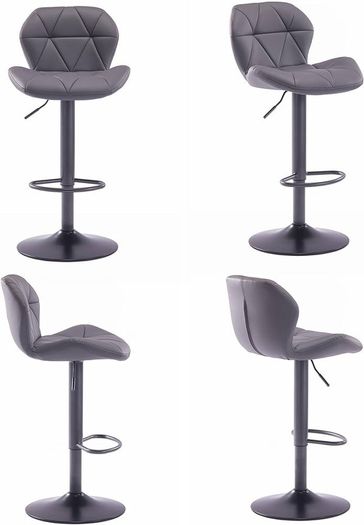 NEW SALE | Set Of 2 Modern Luna Padded Swivel Height Adjustable Faux Leather Breakfast Kitchen Barstools Chairs (All Black, Faux Leather)