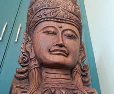 Hand Carved Teakwood Khmer Goddess Sculpture