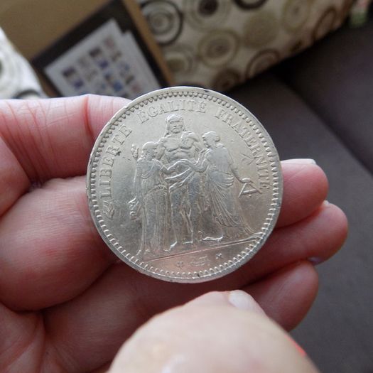 France 1873 A.5 Francs.90% Silver. Good very Fine.