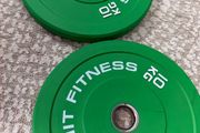 2 x 10kg Olympic Rubber Bumper Plates (Green)