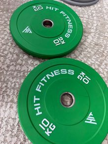 2 x 10kg Olympic Rubber Bumper Plates (Green)