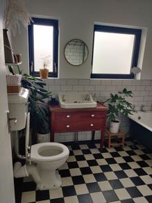 Vintage mahogany vanity and sink