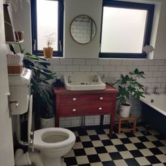 Vintage mahogany vanity and sink