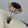 African Amethyst & Multi-Tourmaline Solitaire Ring in Rhodium Overlay Sterling Silver. Image 6