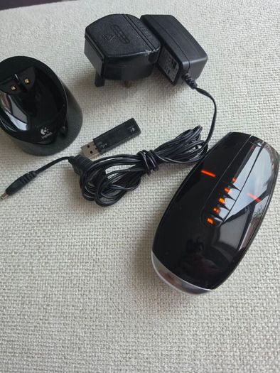 Logitech Mx Air Rechargeable Wireless Gyroscopic Mouse Set Charger Dongle Dock