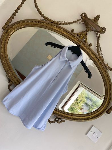 Massimo Dutti Sleeveless Blouse Baby Blue Collared Blouse Size XS Formal