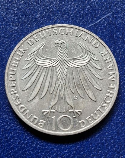 1972 Germany D 10 Mark Olympic Games Munich Silver coin