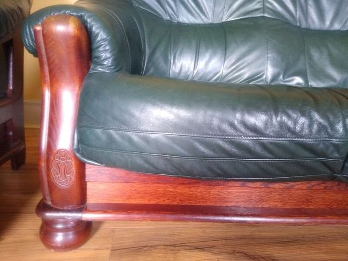 Dark Green Italian Leather Suite