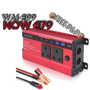 NEW SALE | 1500W Power Inverter 12V to 240V AC Car Converter with 3.1A 4 USB 2 AC Sockets Dual Car Adapter With 2 LED Display