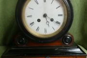 Beautiful 19thC French Japanned Wooden Drum Mantel Clock (c.1890) (works well)