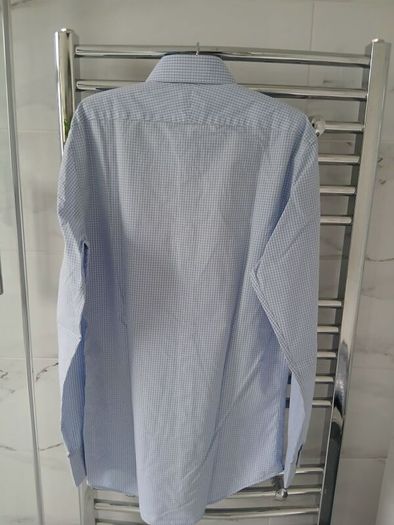 T M Lewin  Blue and White Check Fitted Shirt Size16