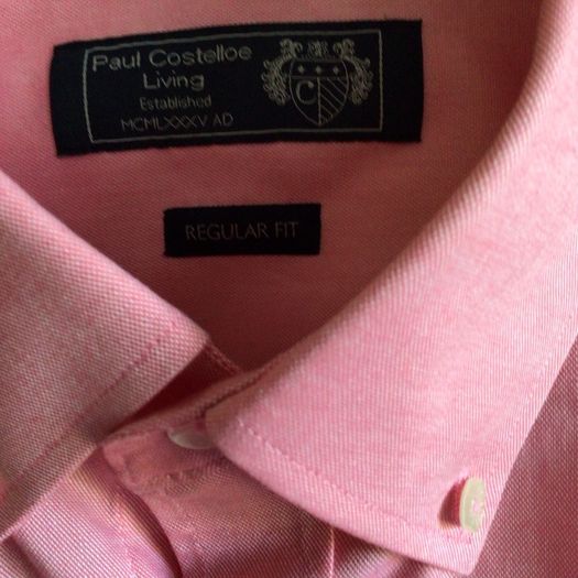 Paul Costelloe Mens Pink Long sleeve cotton shirt size L includes postage