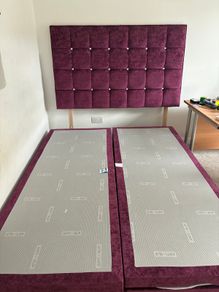 Beautiful double bed with stunning headboard and loads of storage