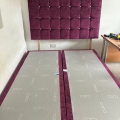 Beautiful double bed with stunning headboard and loads of storage