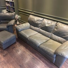 Soft Green 100% Leather Couch