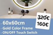 LED Bathroom Mirror Antifog Demister Gold Frame