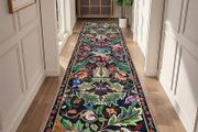 Dark Blue Bird Washable Carpet for Kitchen with Non Slip Backing,Soft Low Pile Long Entryway Rug Animal Bedroom Floor Mat for Entrance Living Room Laundry