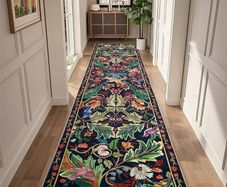 Dark Blue Bird Washable Carpet for Kitchen with Non Slip Backing,Soft Low Pile Long Entryway Rug Animal Bedroom Floor Mat for Entrance Living Room Laundry