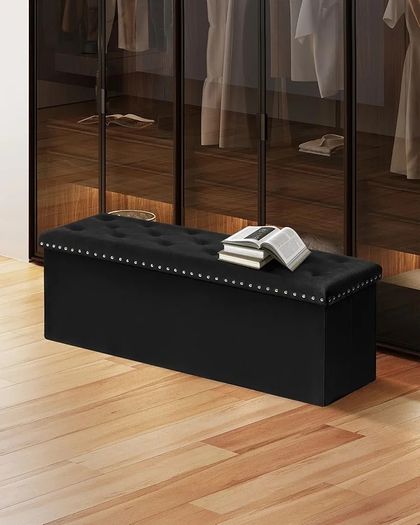 Extra Large Storage Boxes with Lids, Folding Ottoman Bench Seat, Footstool for Living Room,110X40X40cm