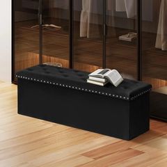 Extra Large Storage Boxes with Lids, Folding Ottoman Bench Seat, Footstool for Living Room,110X40X40cm