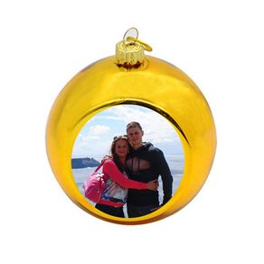 Personalised Christmas Bauble Ornament with Mirror with gold Finish