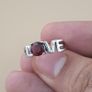 Lot Of 2 925 Silver LOVE Ring With Garnet Gemstone Image 7