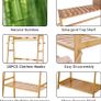 Bamboo Clothes Rail Rack: Free Standing Garment Rack with 3 Storage Shelves 10 Hooks Open Wardrobe Organizer for Clothes Shoes Hats Bags in Entryway Bedroom Living Room Image 5