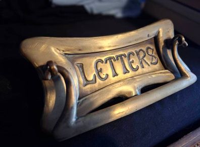 Antique Reclaimed Brass Letterbox with Door Knocker