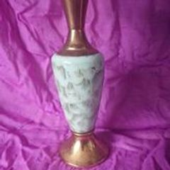 Vintage HOLAND DELFT Brass and Marbled Ceramic Vase