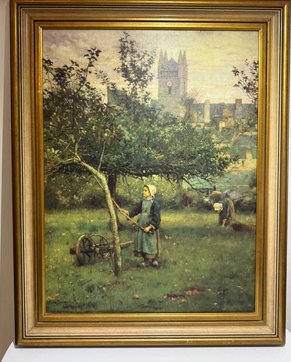 Vintage Framed Walter Osborne Print - Apple Gathering, Quimperle