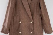 Zara double breasted long linen blazer